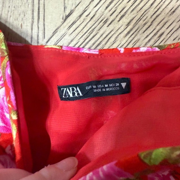 Zara Women's Medium Floral Rose Puff Long Sleeve Corset Crop Top Blouse - Picture 3 of 8